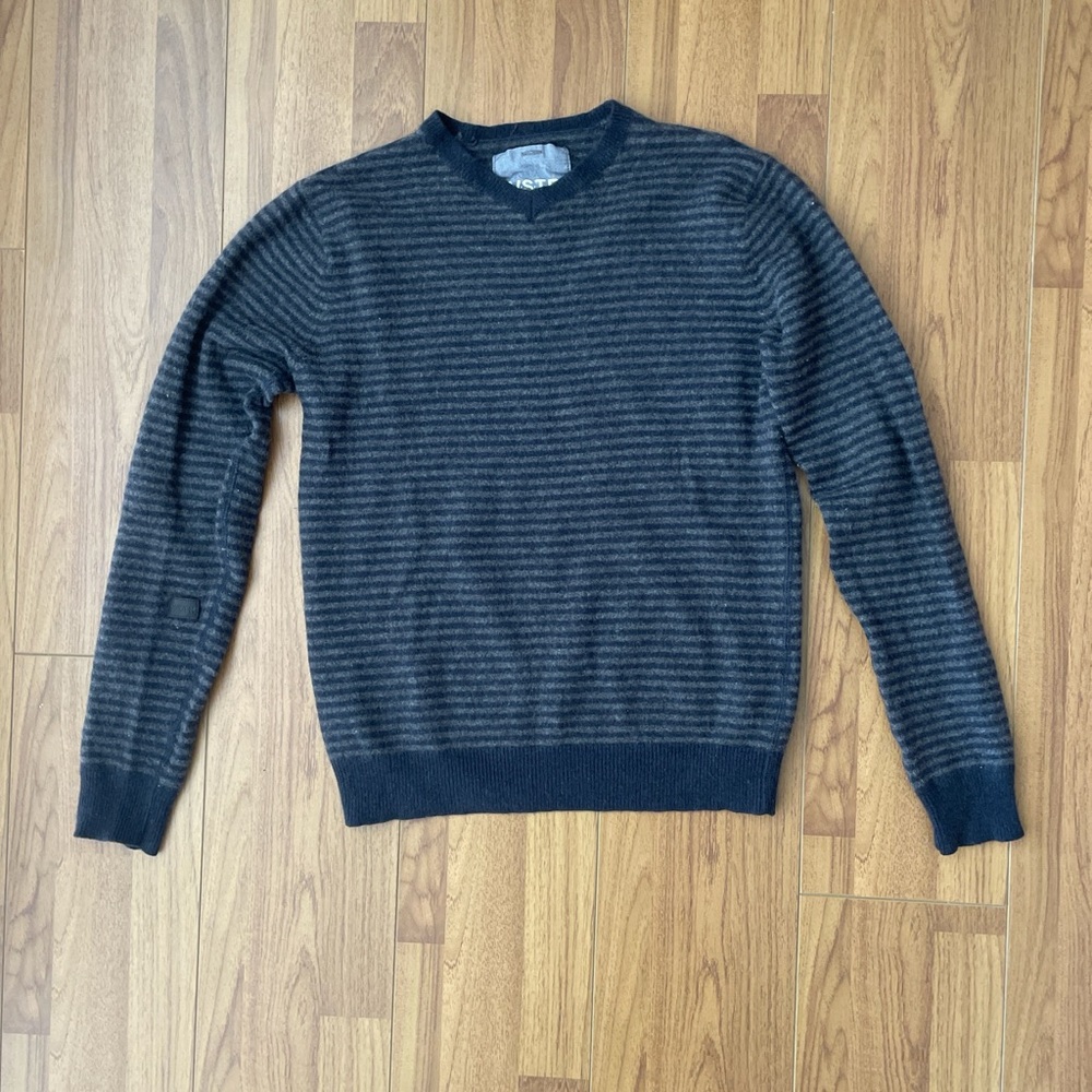 Gray/navy striped sweater